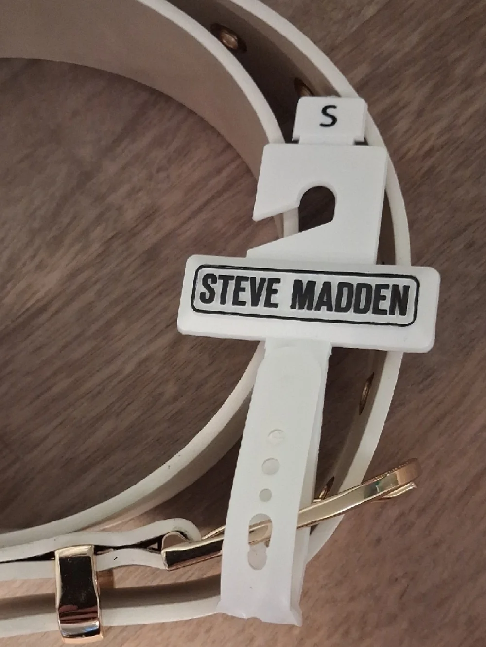 Steve Madden Cream Belt with Gold Buckle